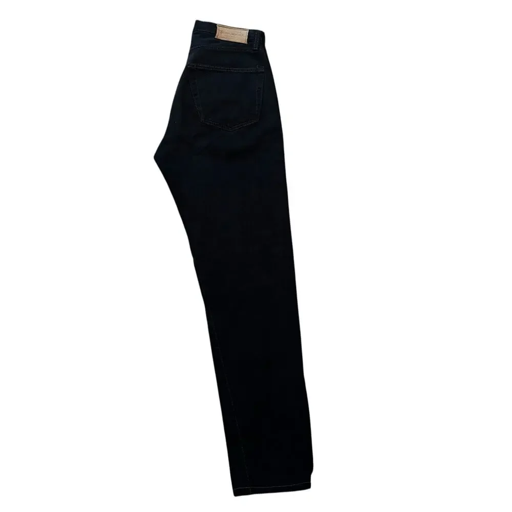 Vintage Banana Republic Black Straight Jeans Contrast Stitch Button Fly 29x32